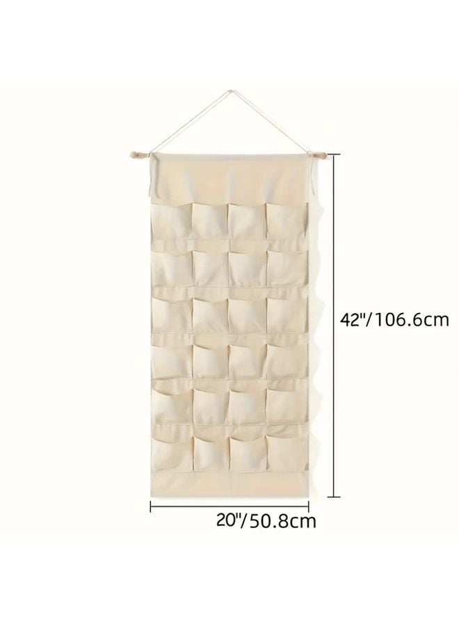 Beige Christmas Advent Calendar Wall Hanging Fabric 24 Pockets Countdown Decor - Image 3